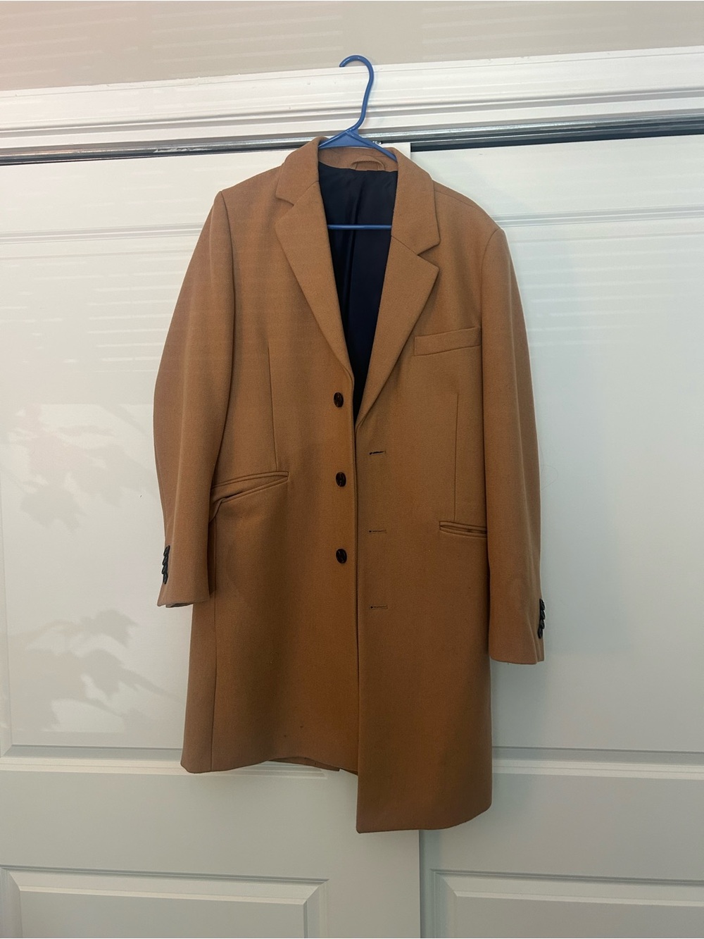 ASOS Camel Single-Breasted Pea Coat (MENS)
